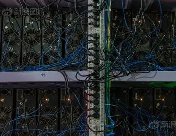 A large mining farm with many mining rigs lined up